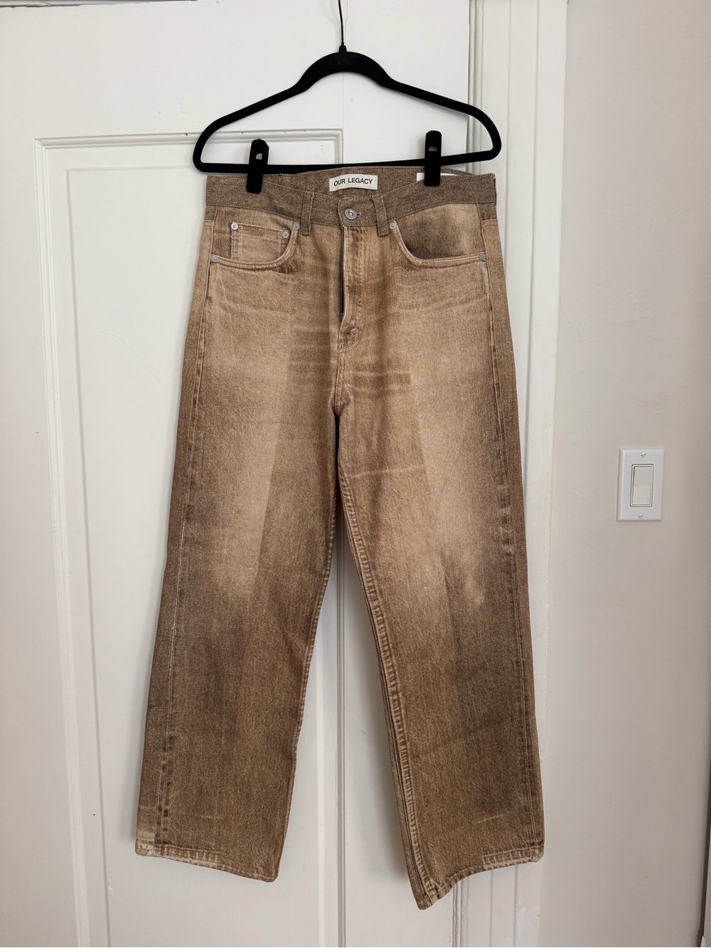 Our Legacy Tan Relaxed Straight-Leg Jeans